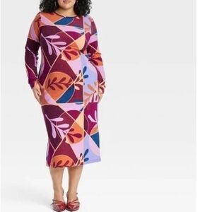 PLUS Target X Latino Heritage Month NEW‎ Women's Long Sleeve Midi Bodycon Dress